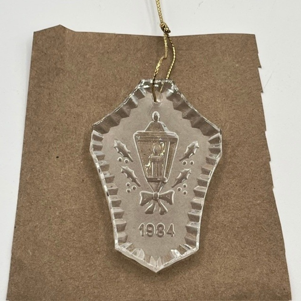 Waterford Crystal 1984 Christmas Ornament Lantern Etched Vintage Box Pouch